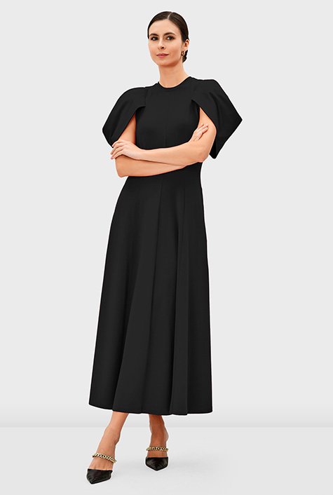 Asymmetric puff sleeve cotton jersey dress