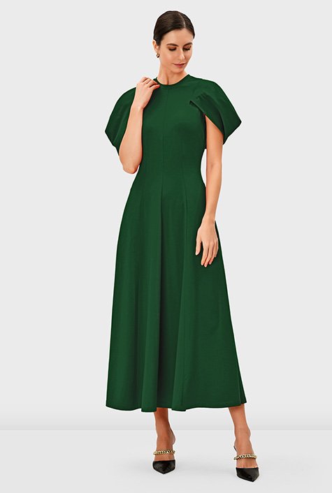 Shop Asymmetric puff sleeve cotton jersey dress | eShakti