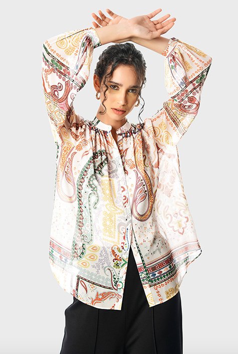 Shop Floral paisley print georgette shirt | eShakti