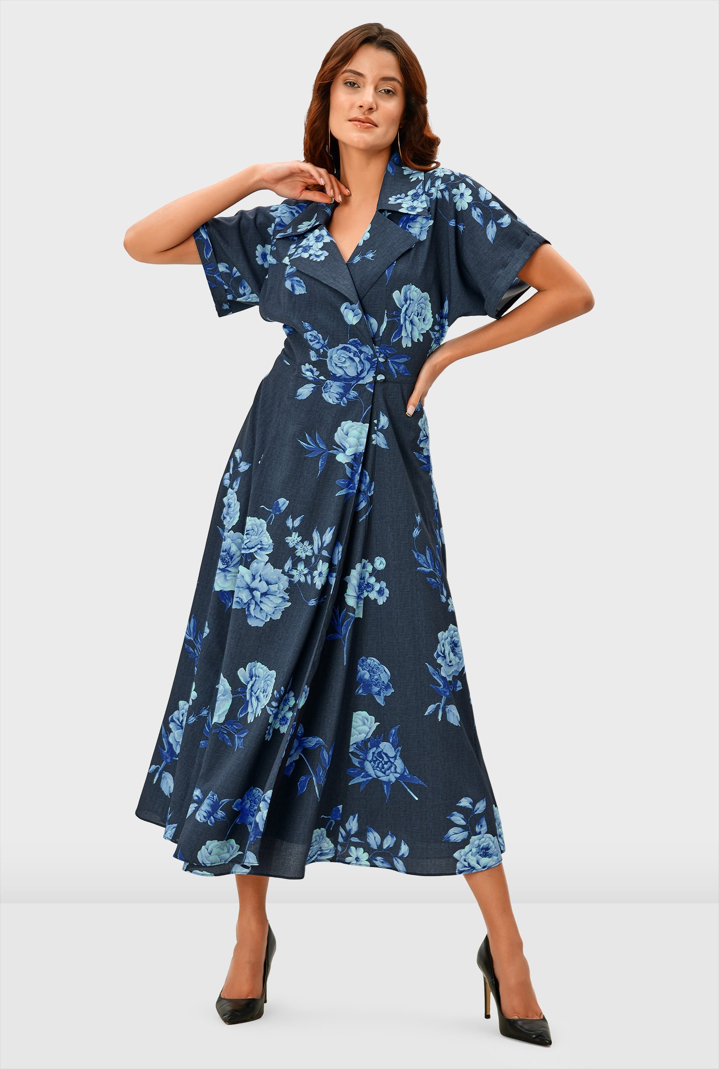 Shop Floral print crepe wrap dress | eShakti