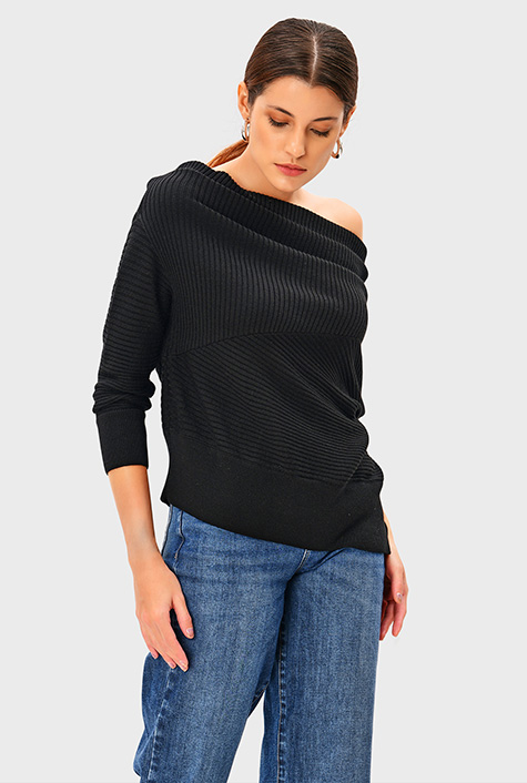 トップス WOOL ONE SHOULDER CUT TOP WOOL ONE SHOULDER CUT TOP