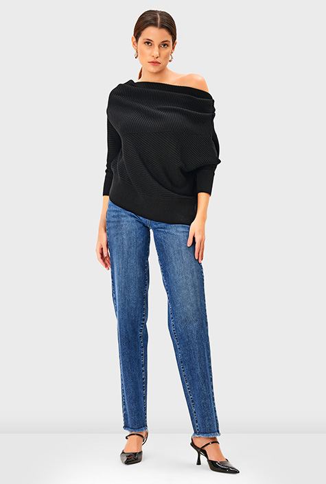 WOOL ONE SHOULDER CUT TOP