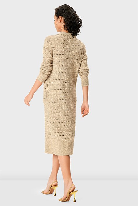 Shop Wool blend pointelle knit sweater dress
