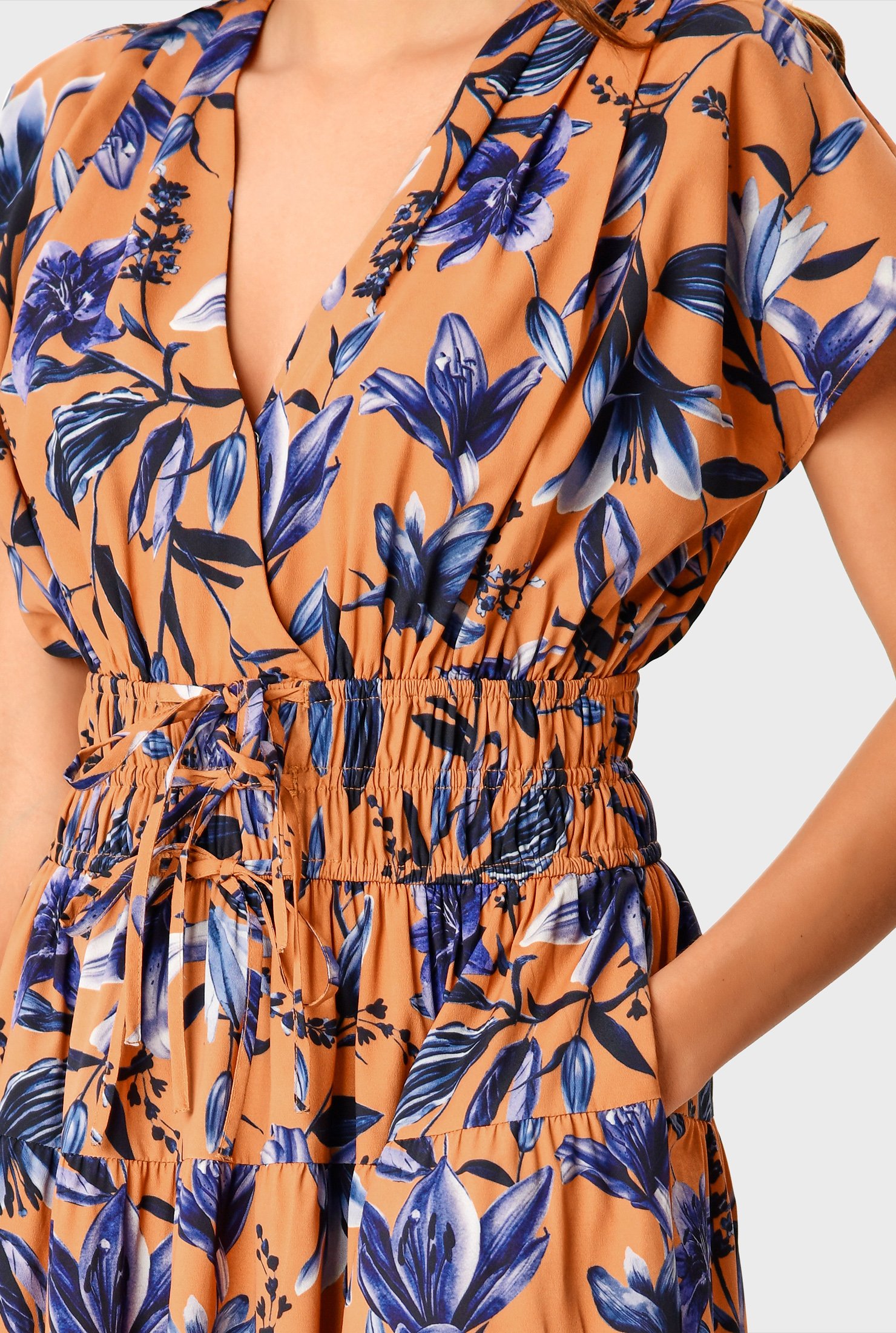 beth print v neck cocoon dress