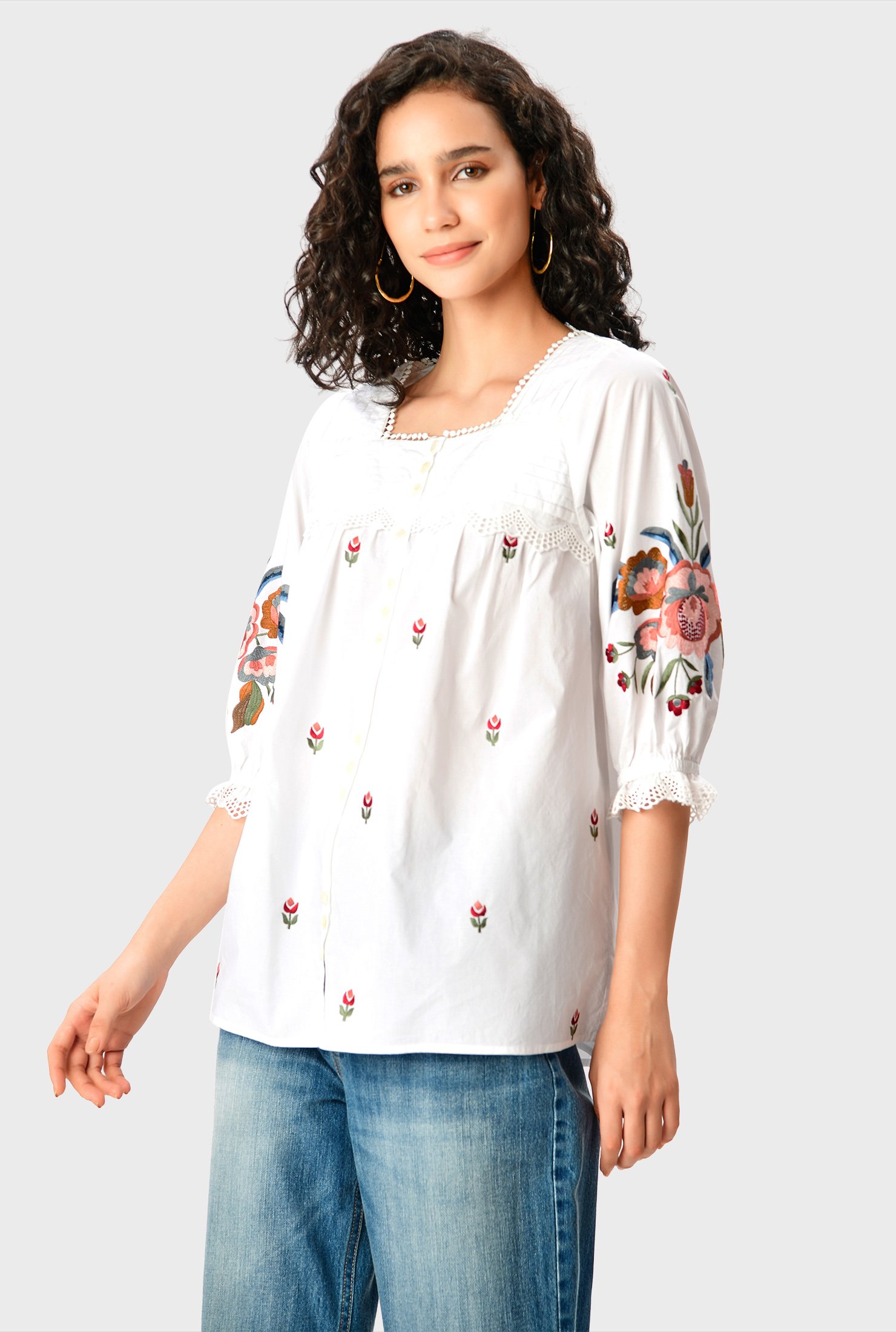 FETICO FLORAL EMBROIDERED BLOUSE