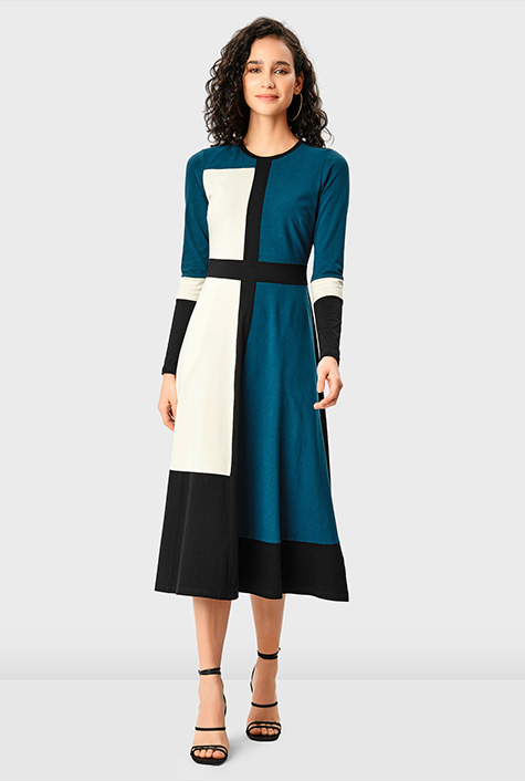 color block jersey dress