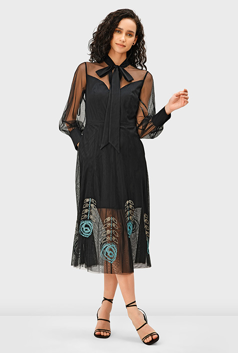 スーツ・フォーマル・ドレス key neck embroidery dress ANDRESD Niana key neck embroidery dress