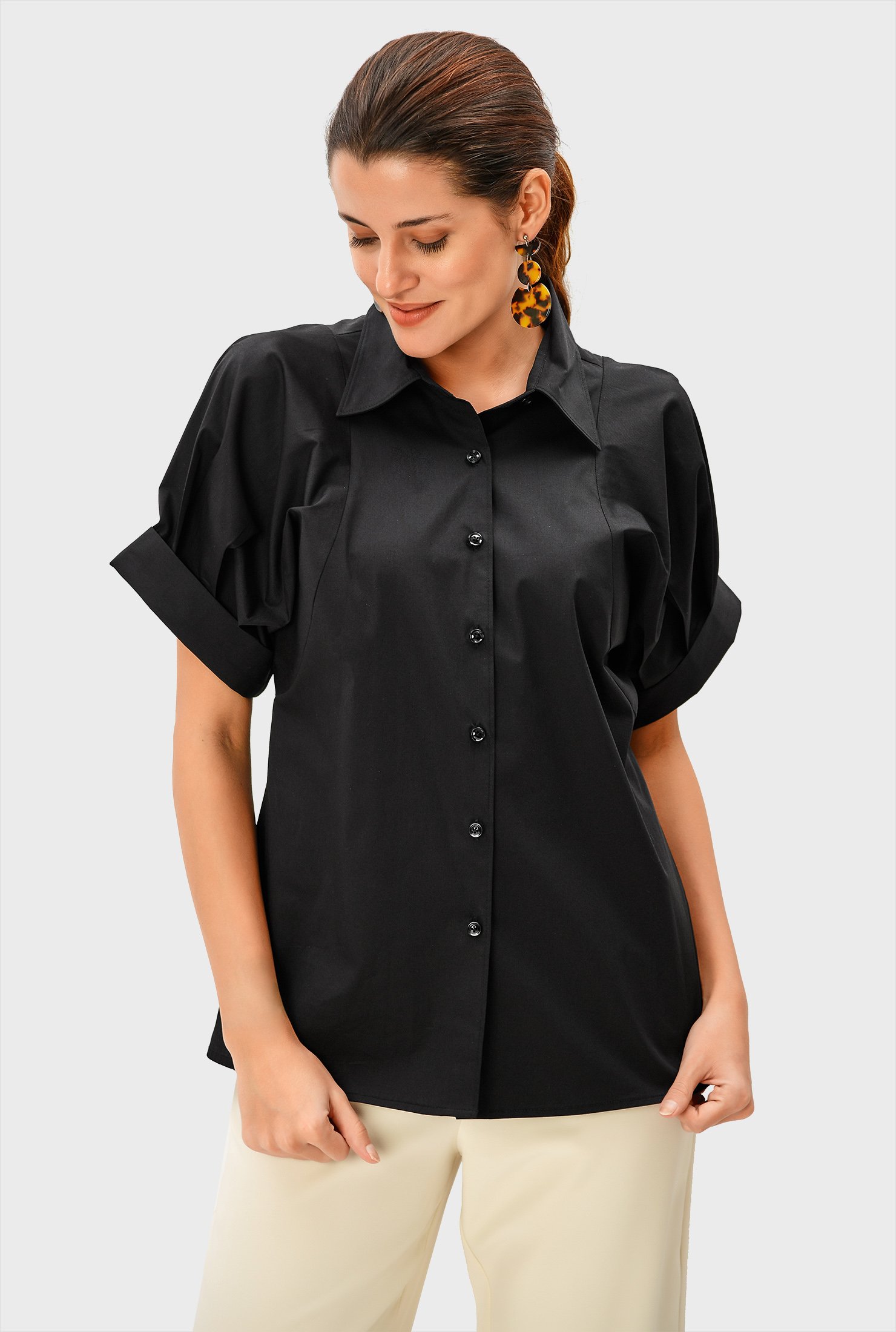 Shop Raglan sleeve cotton poplin shirt | eShakti