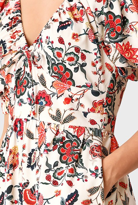 Tie neck outlet flower print dress