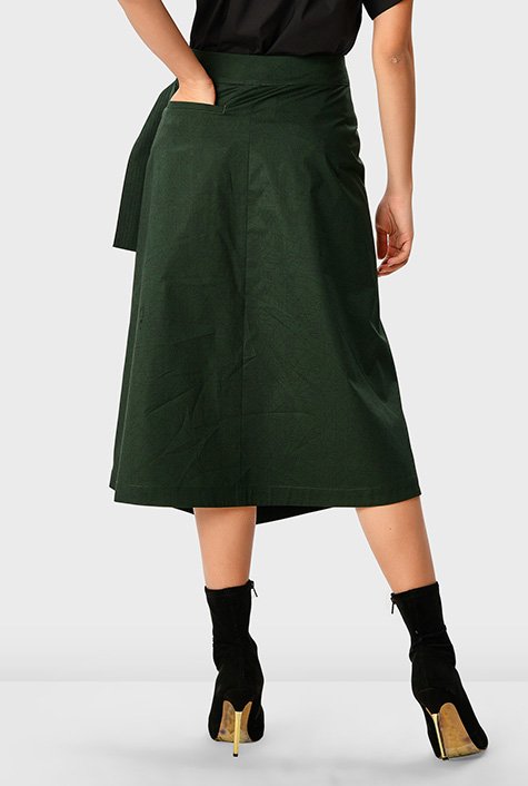 Geo print cotton poplin wrap skirt