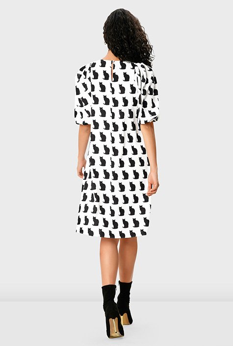 Shop Cat print crepe shift dress | eShakti