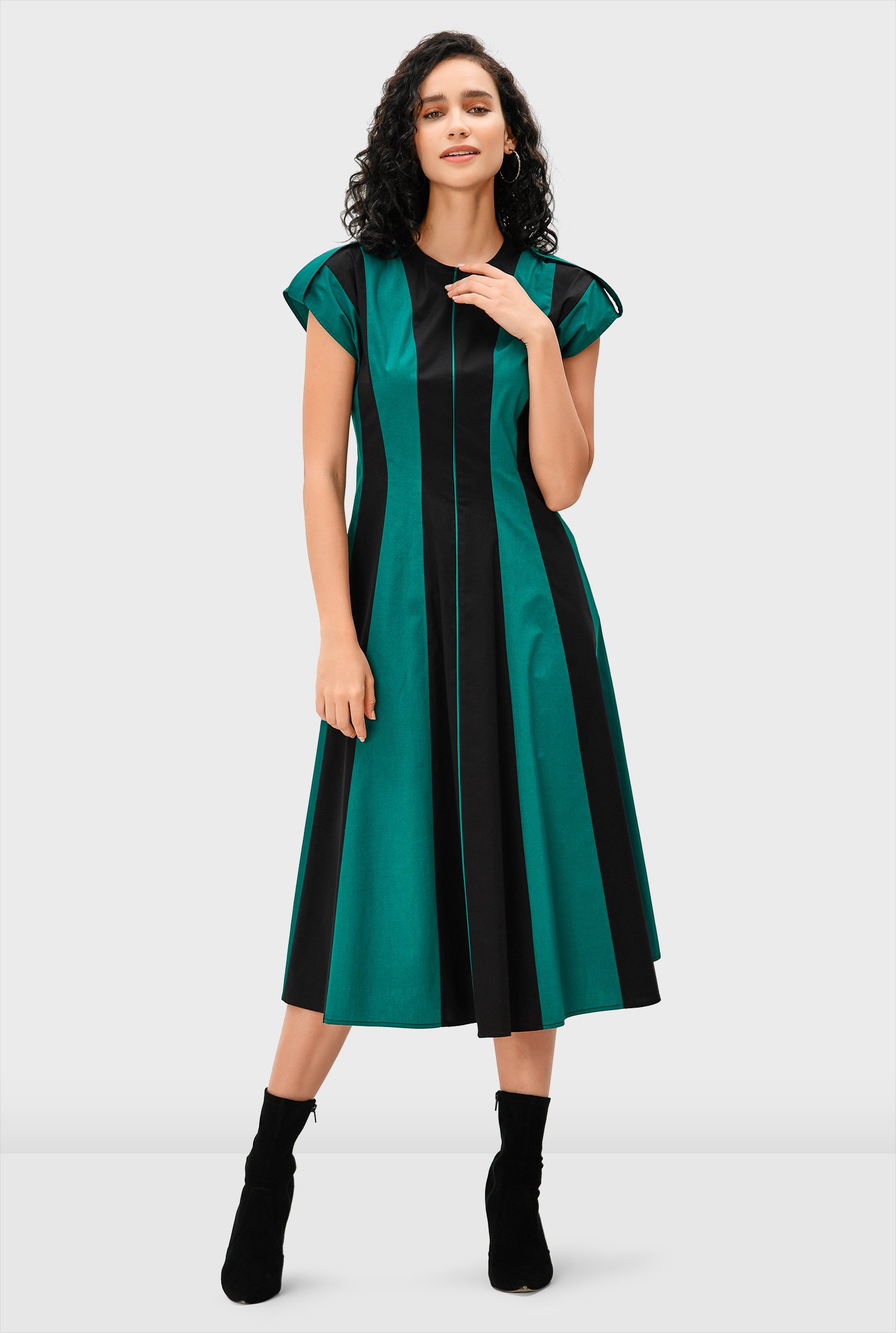 a line color block dress