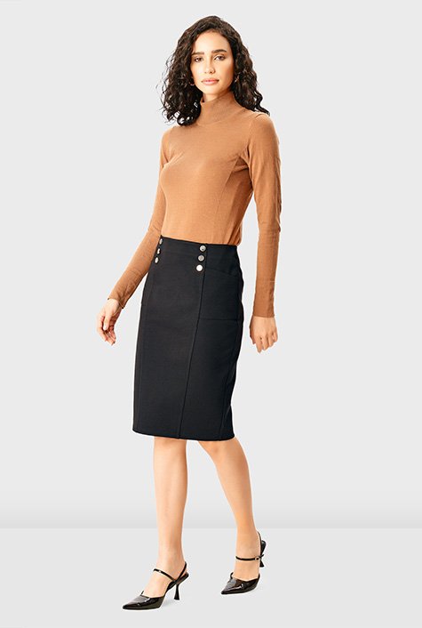 Midi Pencil Skirt - Stripe Colorblock Soft Knit