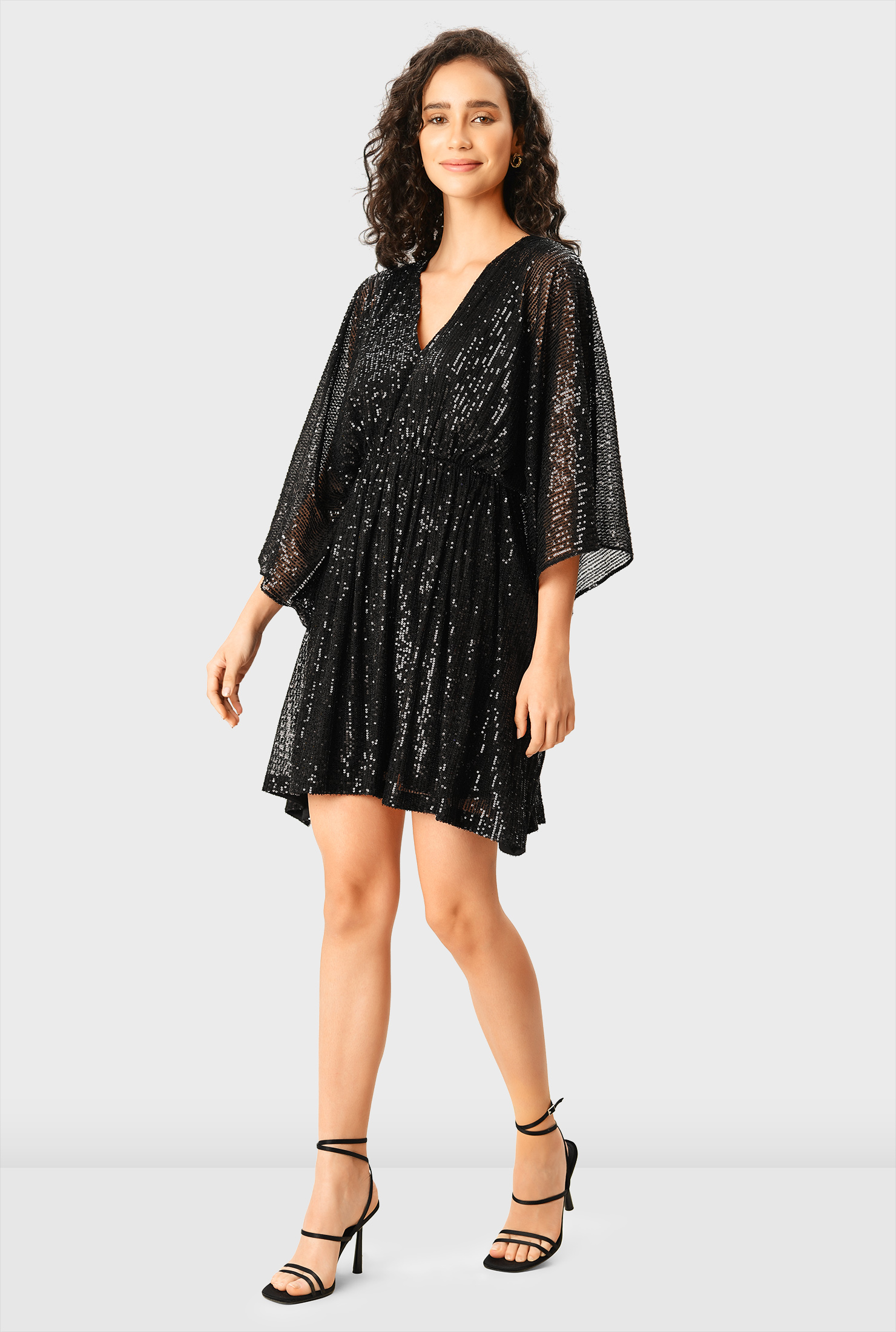 Shop Sequin embellished mesh kaftan eShakti