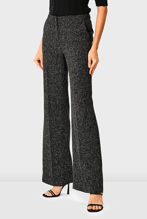 Express Light Tweed Wide Waistband Flare Editor Pant, $88