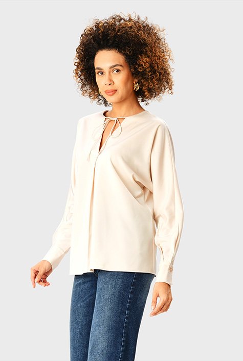 Dolman sleeve satin tunic top