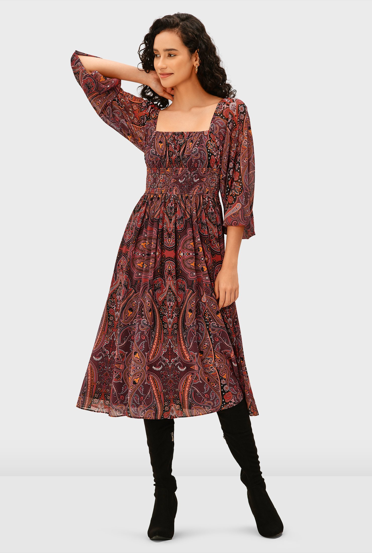 Paisley Georgette Cutout Mini Dress