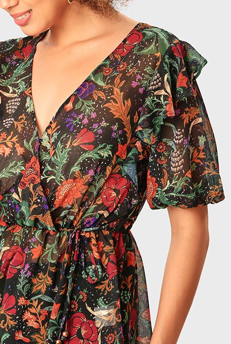 Printed shops peplum wrap dress