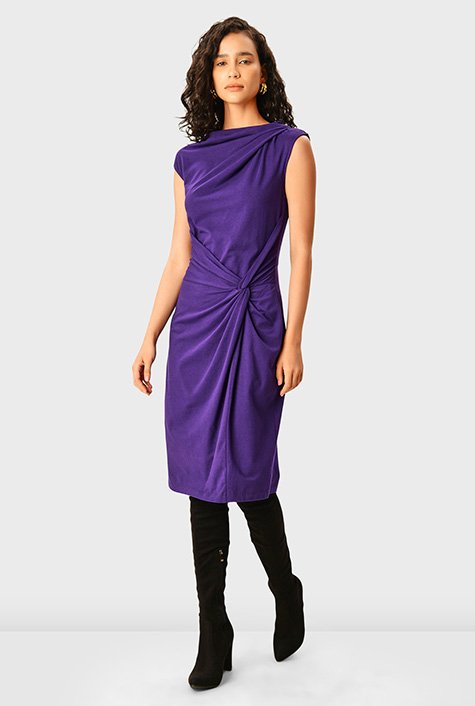 Shop Knot waist cotton jersey dress | eShakti