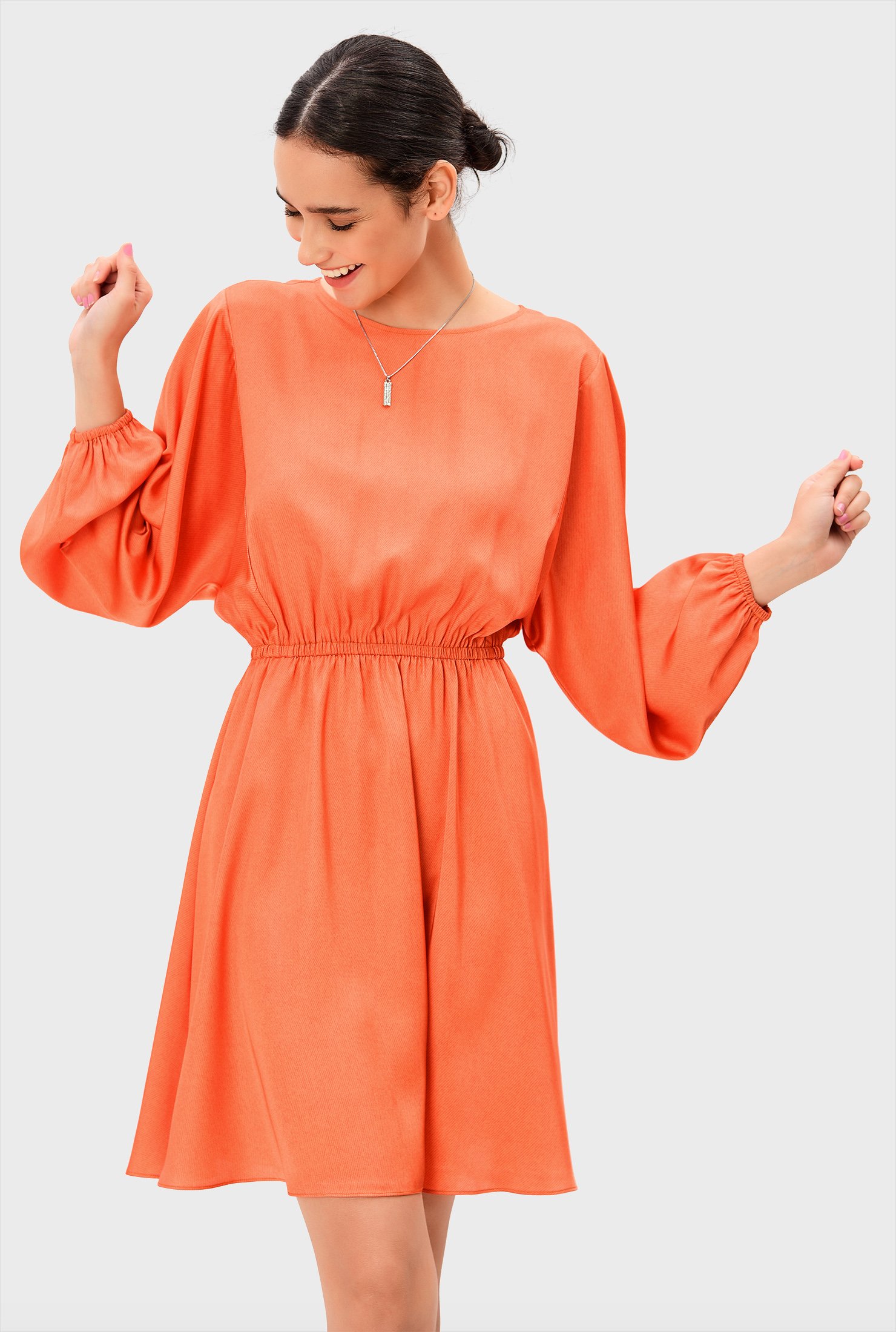 shop-dolman-sleeve-elastic-waist-satin-dress-eshakti