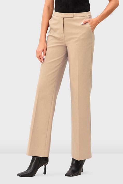 Stretch twill wide leg pants