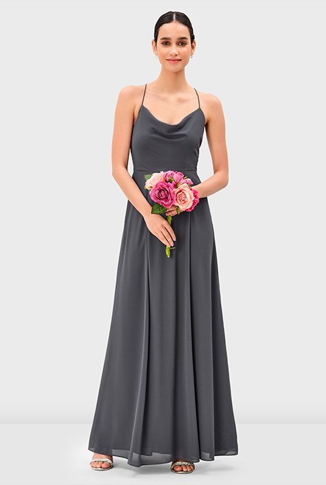 Shop Cowl Neck Chiffon Maxi Dress Eshakti