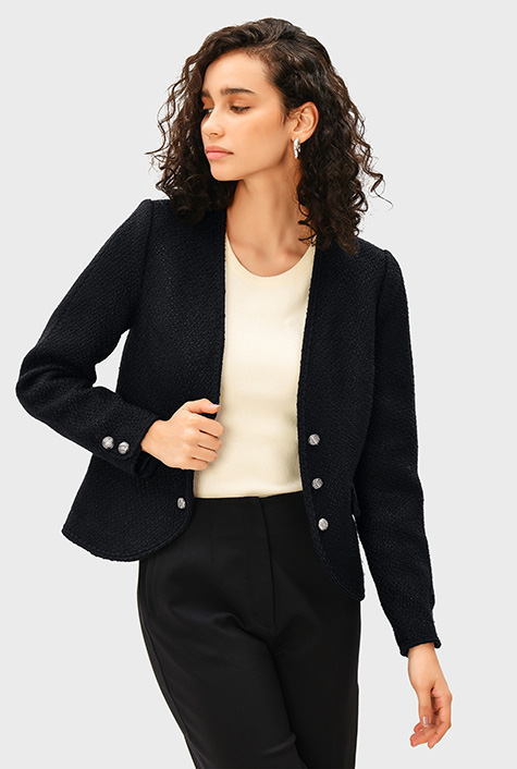 ジャケット ETMON Pocket Boucle Tweed Jacket, Black MUSINSA | ETMON Pocket Boucle Tweed Jacket, Black