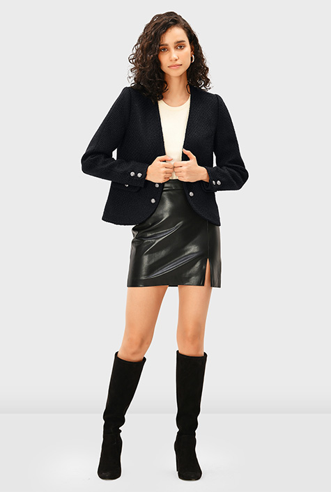 Shop Boucle tweed textured crop jacket | eShakti