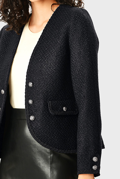 ジャケット ETMON Pocket Boucle Tweed Jacket, Black MUSINSA | ETMON Curved Boucle Tweed Jacket, Black
