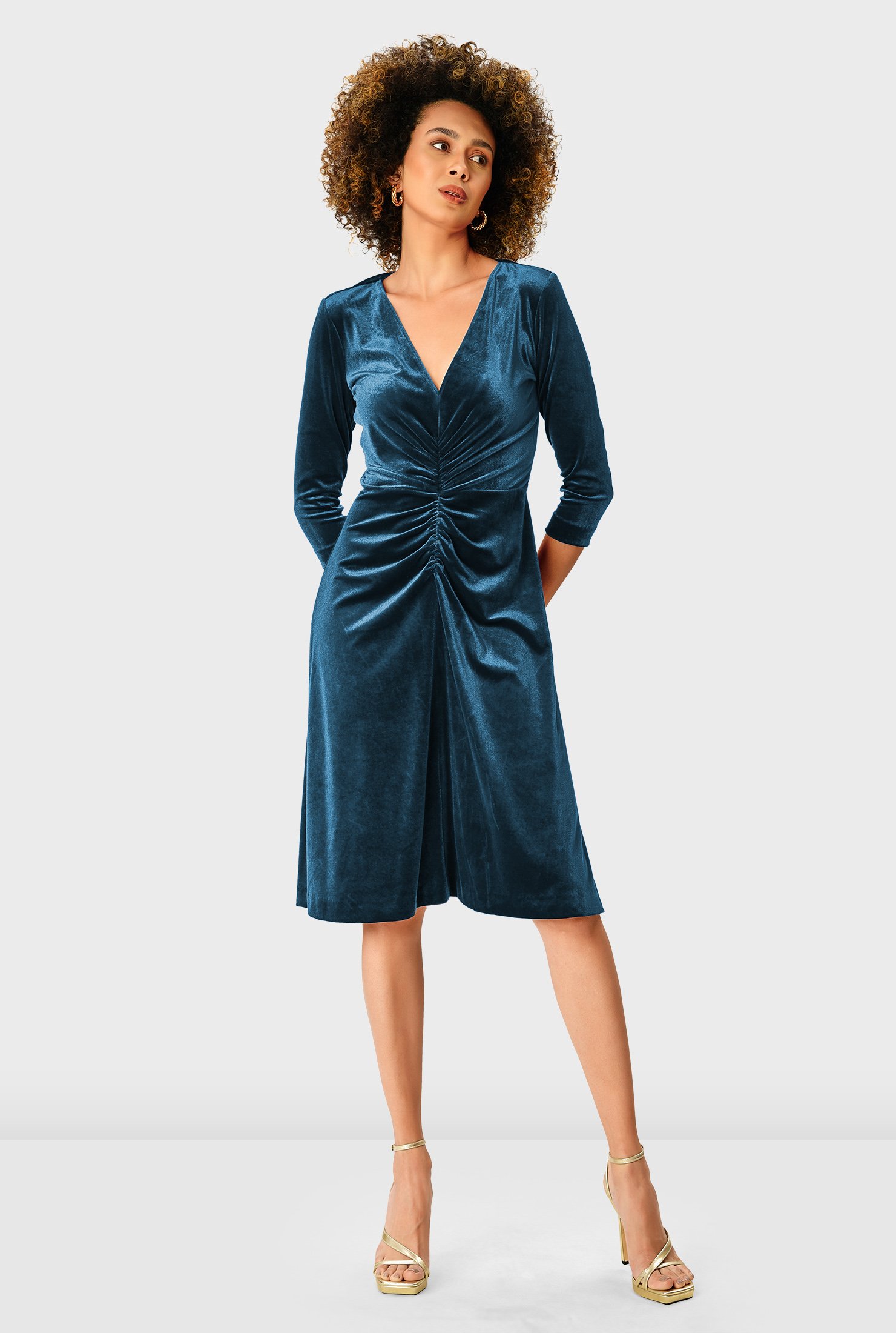 Teal velvet wrap outlet dress