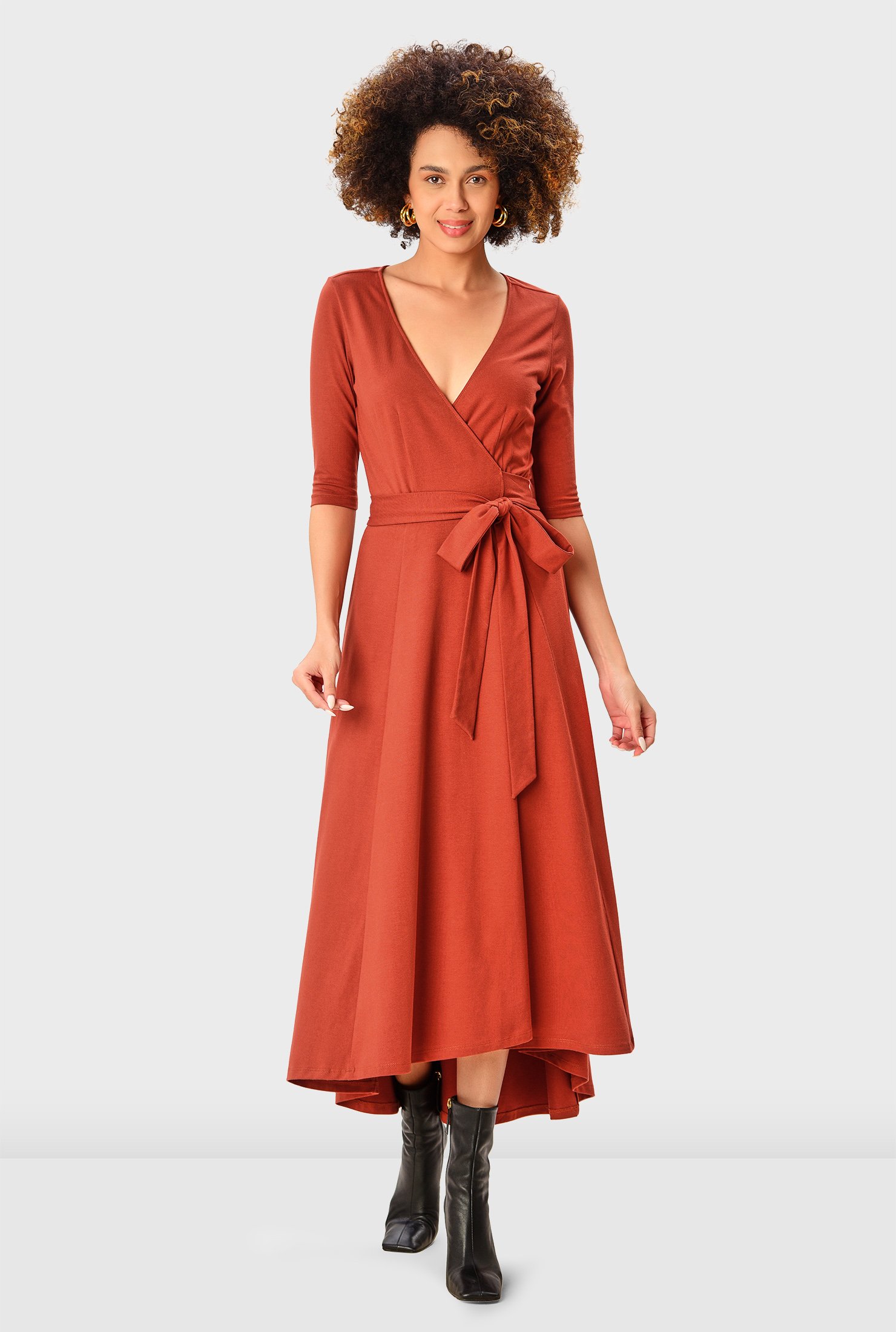 Red Rust Jersey Maxi Dress