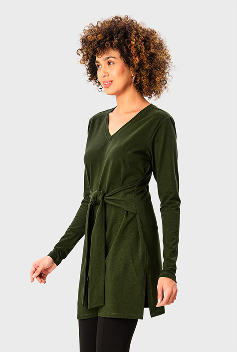 Shop Tie waist cotton jersey tunic | eShakti