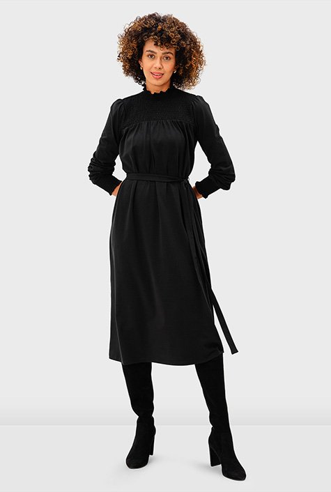 Shop Ruched jersey knit smocked dress | eShakti