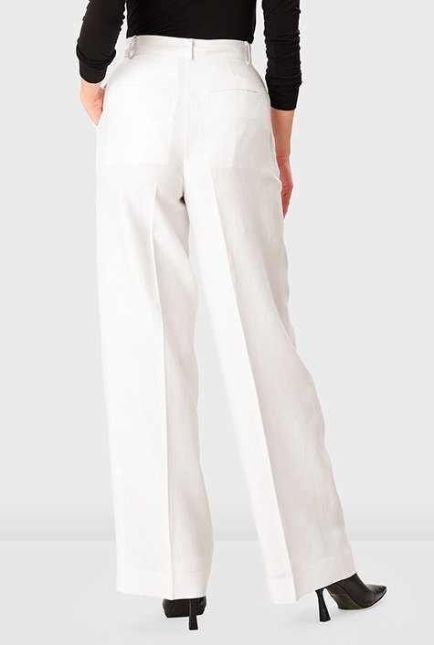 Shop High waisted linen wide leg pants | eShakti