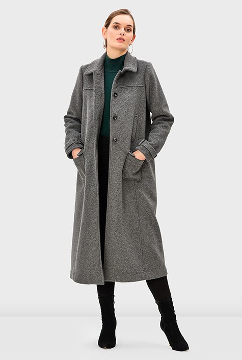 Shop Melton-look wool blend long coat | eShakti