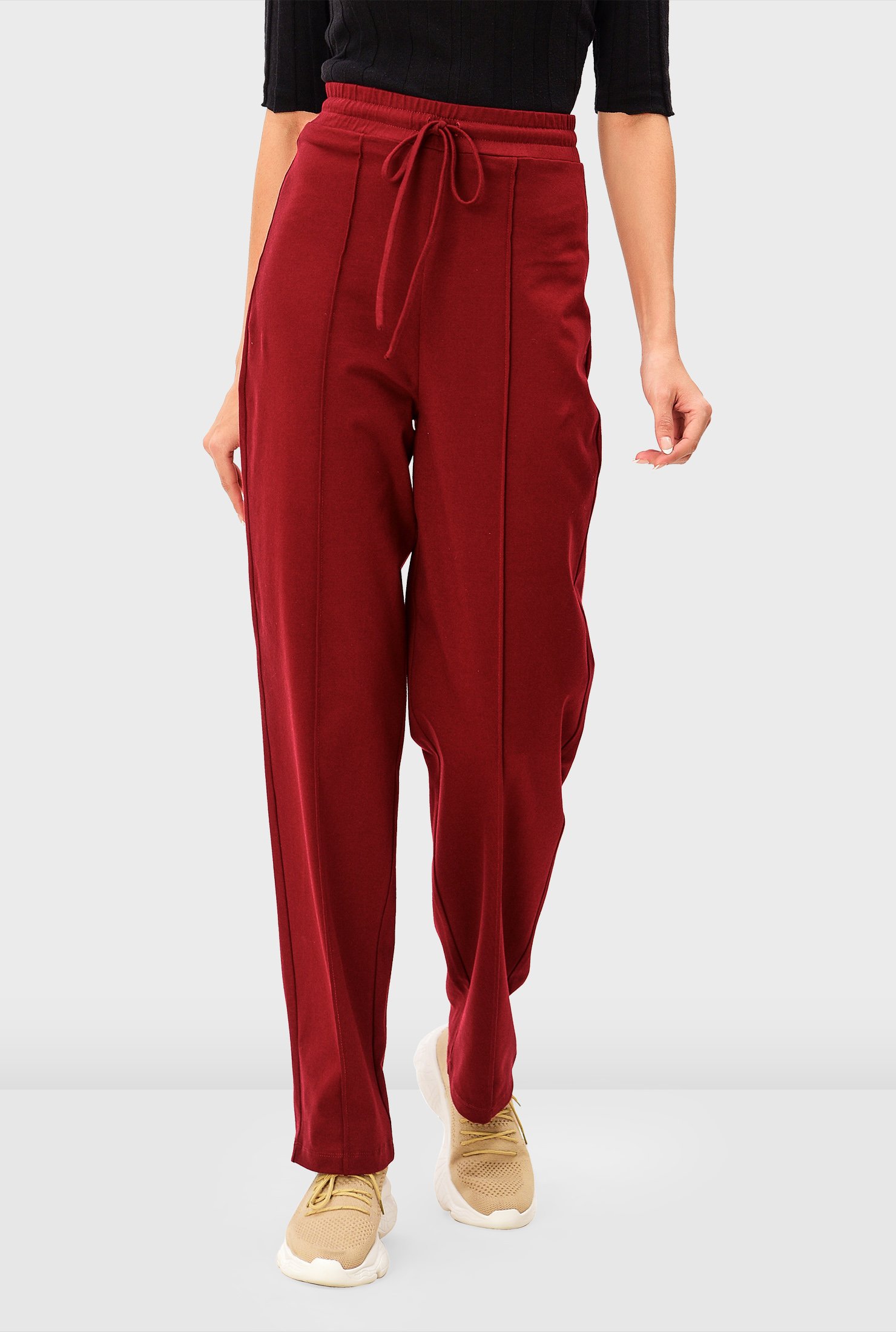 Shop Crease front cotton jersey drawstring pants | eShakti