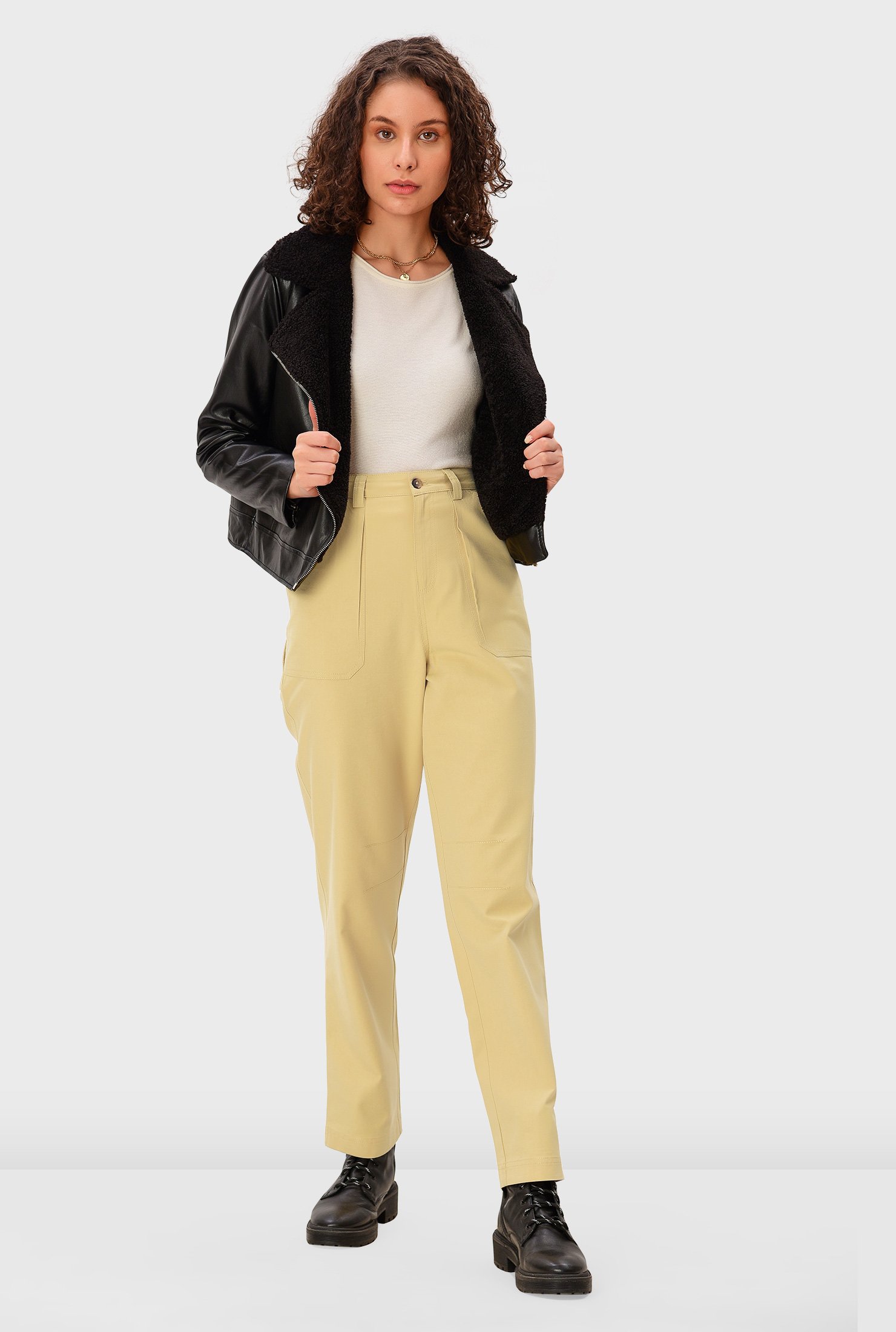 Shop Cotton tencel twill straight leg pants | eShakti