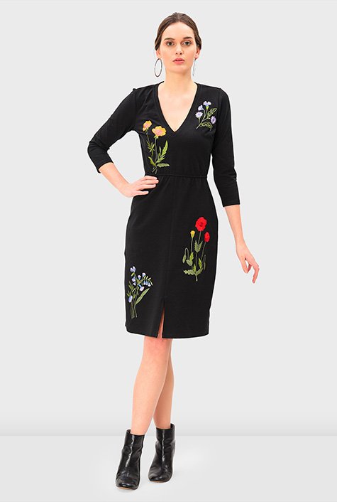 Floral embroidery mesh empire dress