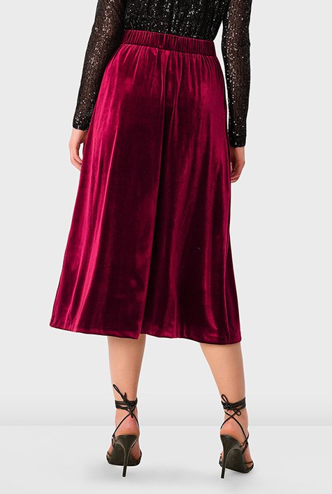 Shop Stretch velvet elastic waist skirt | eShakti