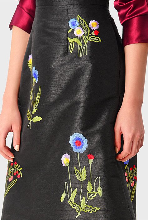 Embroidered skirt clearance flowers