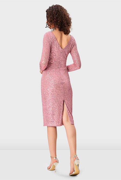 Shop Sequin mesh sheath dress | eShakti