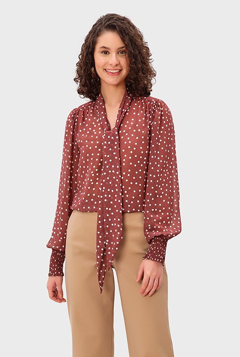 Red Polka Dot Blouse Women