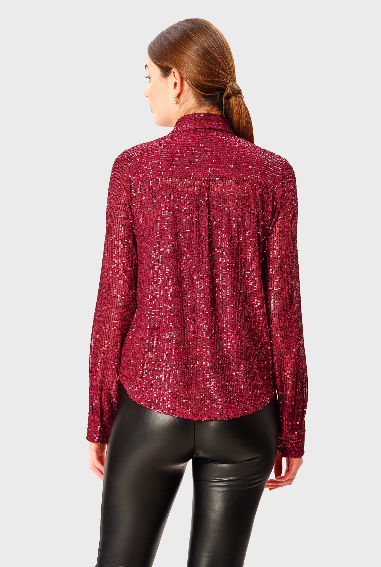 Shop Sequin embellished mesh shirt | eShakti