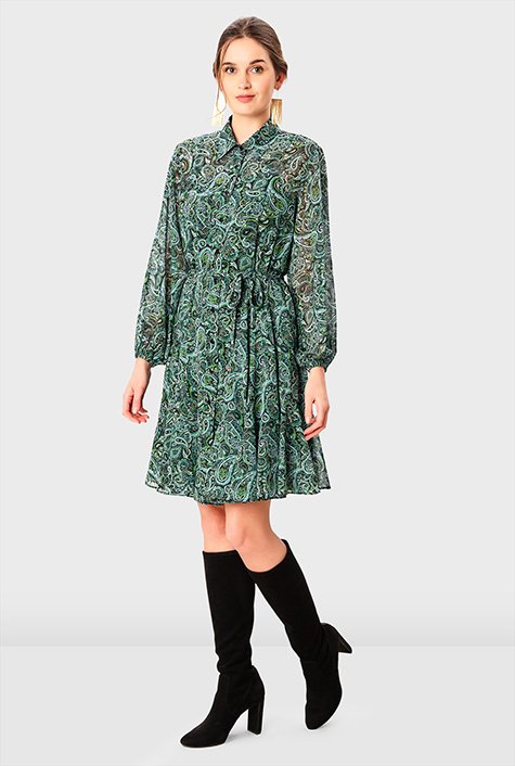 Leopard georgette hot sale shirtdress