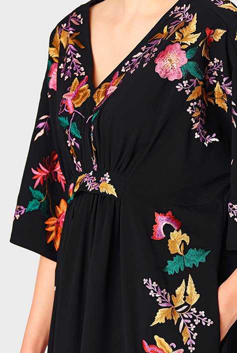 Shop Floral embellished crepe empire kaftan dress | eShakti