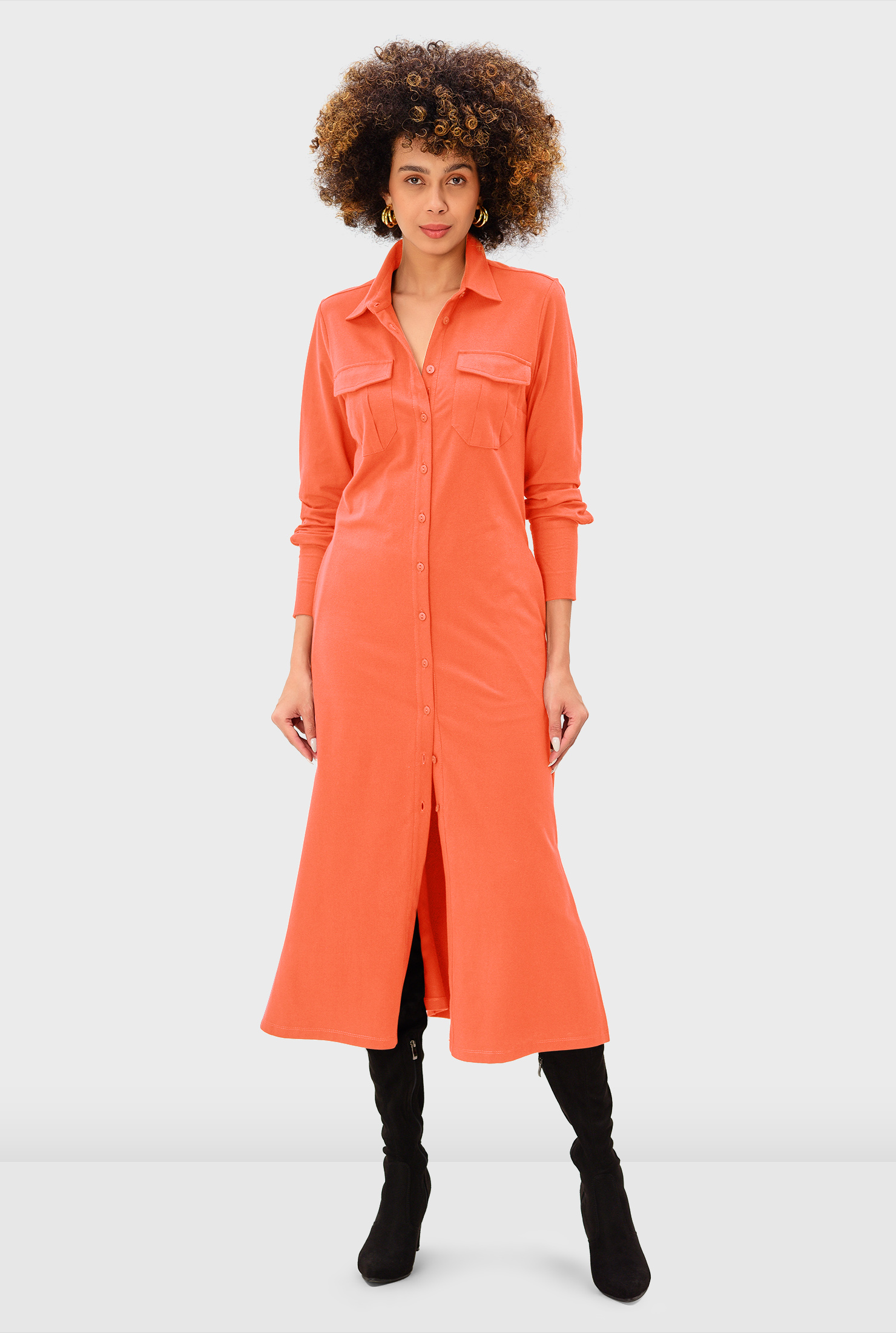 Shop Cotton jersey pocket shirt dress eShakti