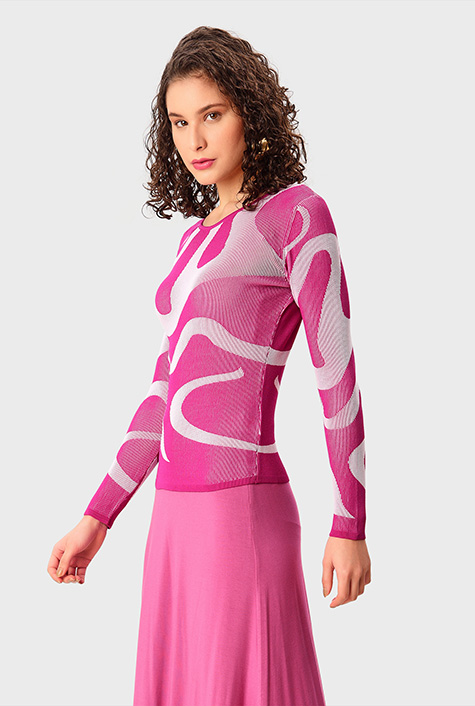 Shop Abstract jacquard rib-knit sweater | eShakti