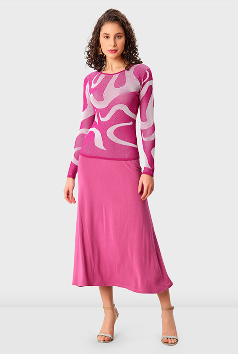 Shop Abstract jacquard rib-knit sweater | eShakti