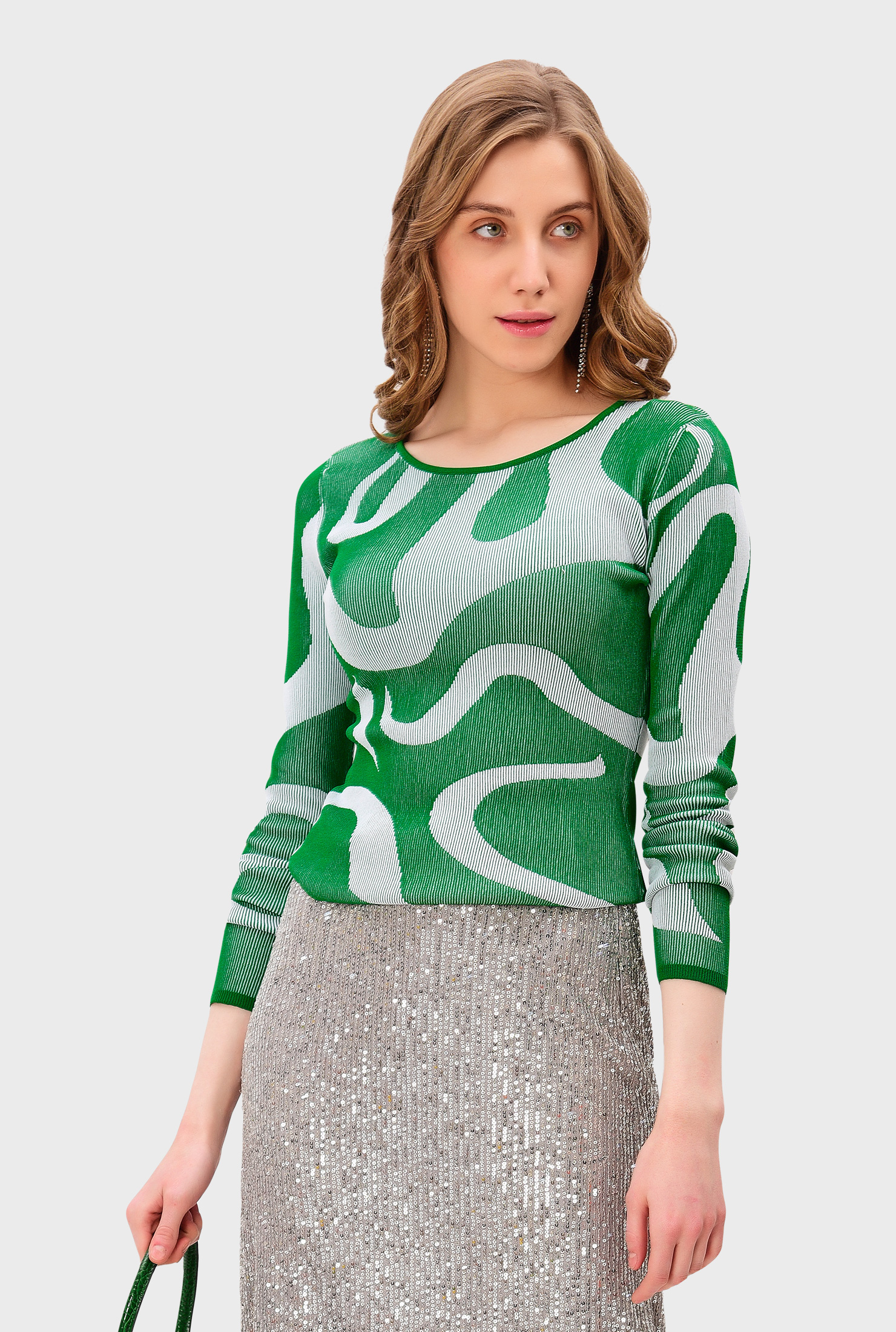 Shop Abstract jacquard rib-knit sweater | eShakti