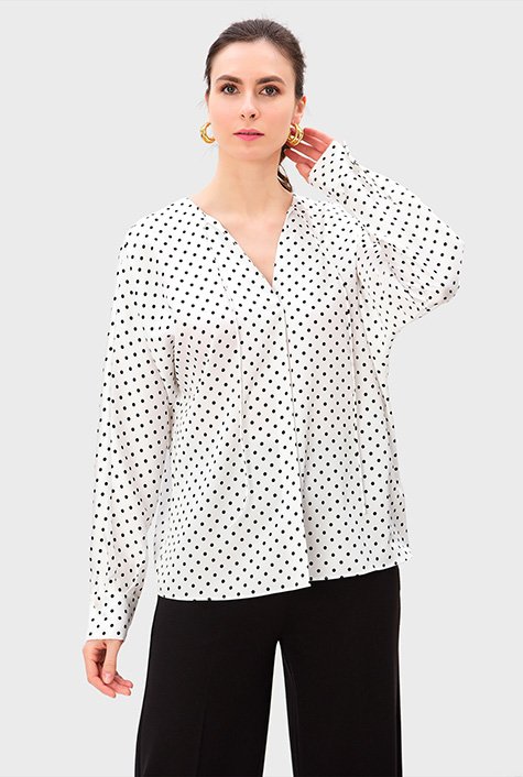 Satin polka-dot blouse - Women
